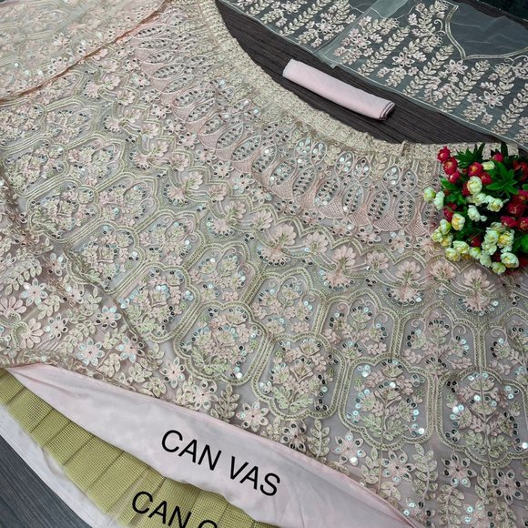 Baby Pink Designer Heavy Work Partywear Lehenga - Picture 5 of 5